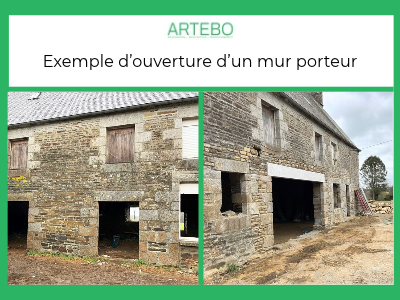 Ouverture mur porteur maison en pierres Longère